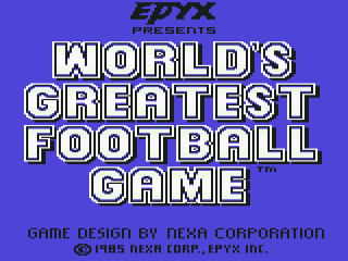 The World's Greatest Football Game title screen for Commodore 64